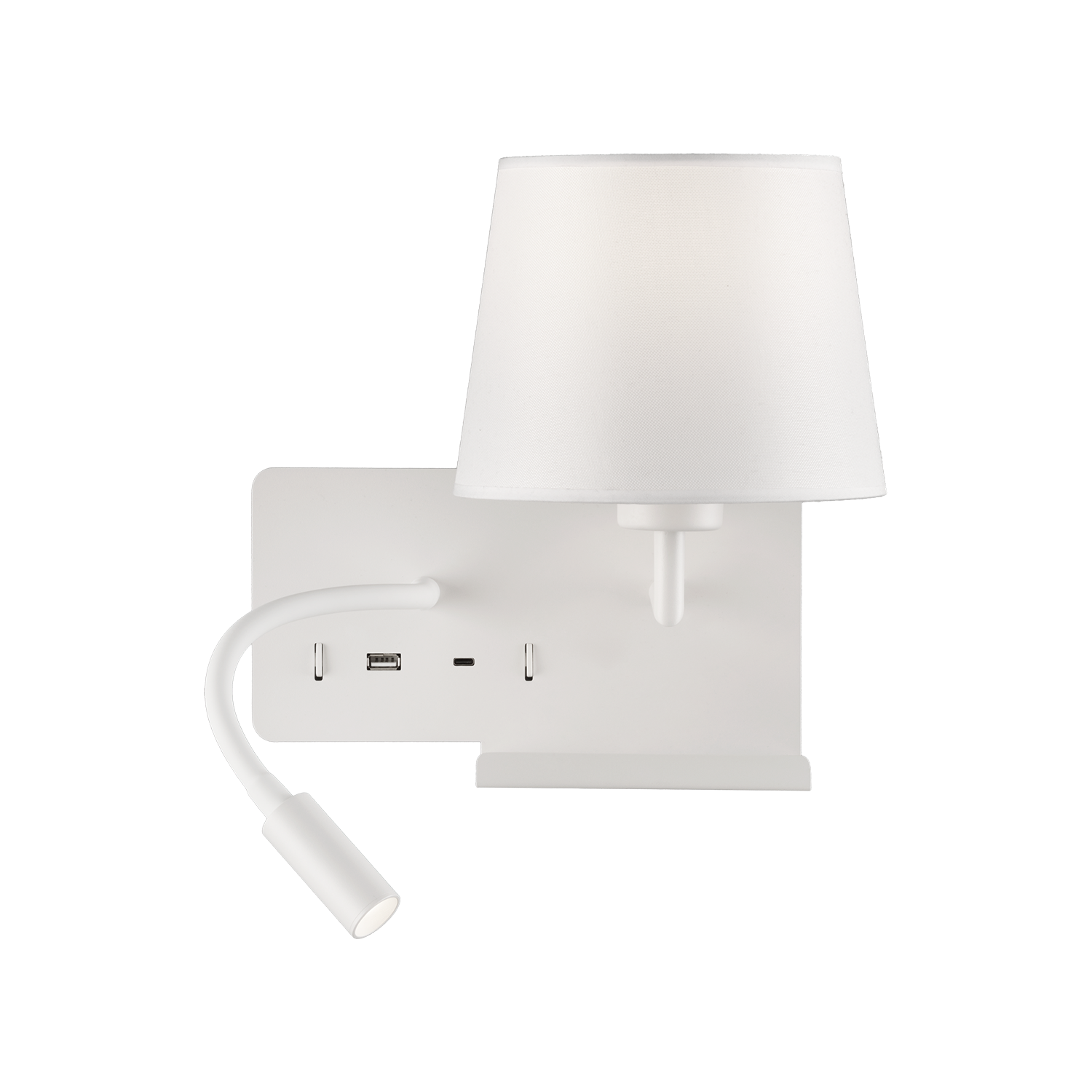ACB Iluminacion Nástěnné LED svítidlo HOLD pravé, 3W + 1xE27 15W, CRI90, 2x vstup USB/USBC Barva: Bílá, Barva montury: Bílá
