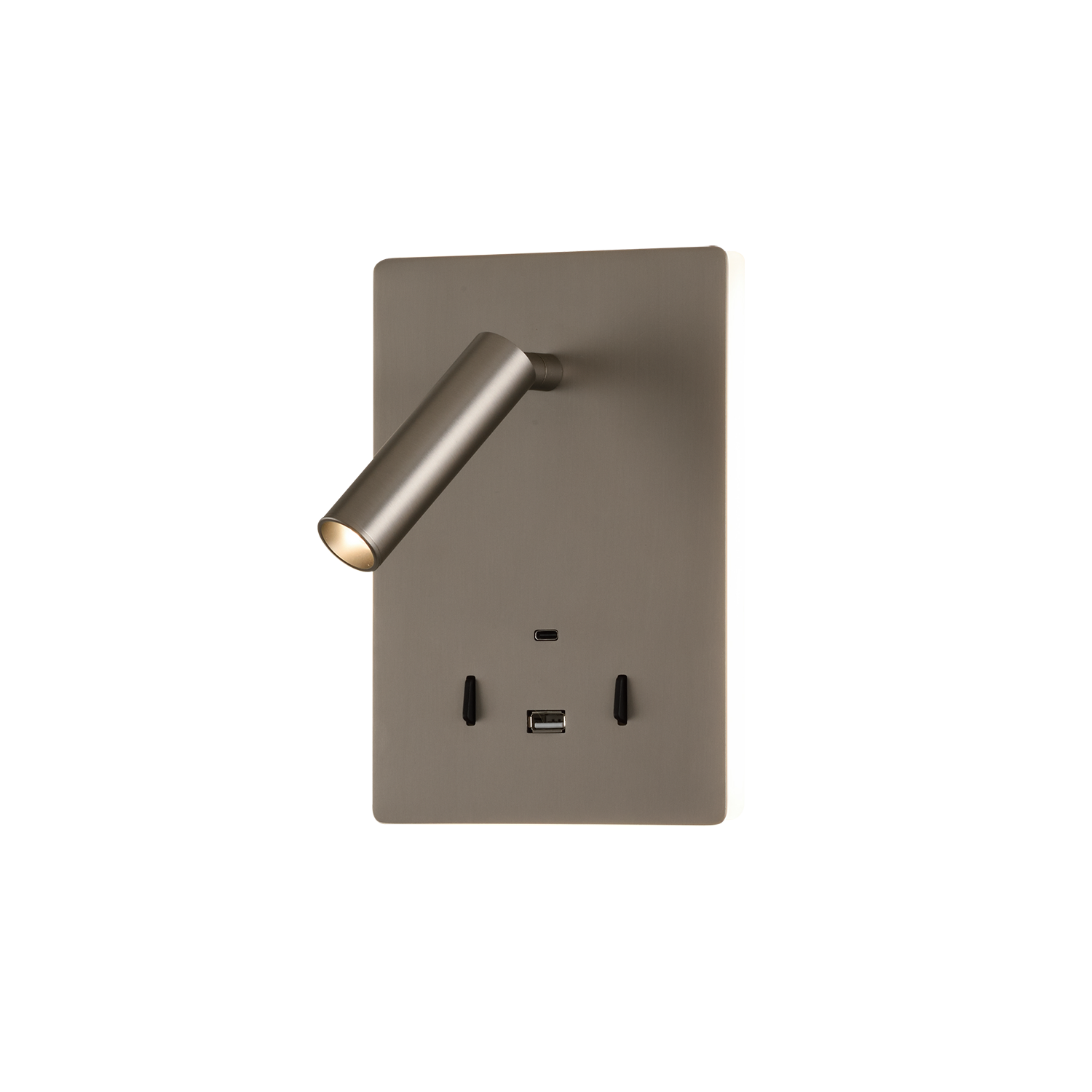ACB Iluminacion Nástěnné LED svítidlo MANAT, v. 19 cm, 12W + 3W, CRI90, 2x vstup USB/USBC Barva: Nikl