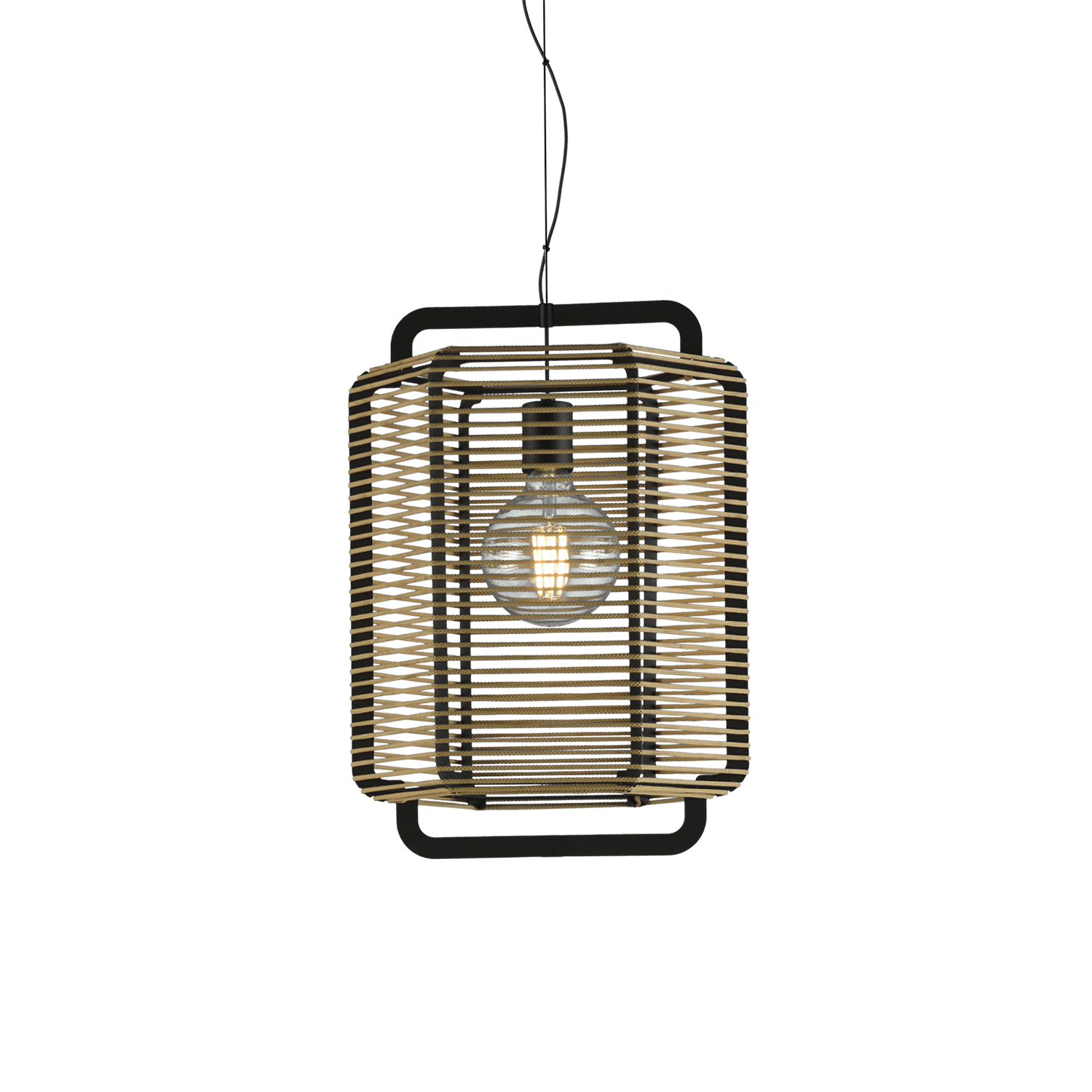 ACB Iluminacion Závěsné svítidlo CORDA, ⌀ 35 cm, 1xE27 15W Barva: Černá, Barva montury: Písková