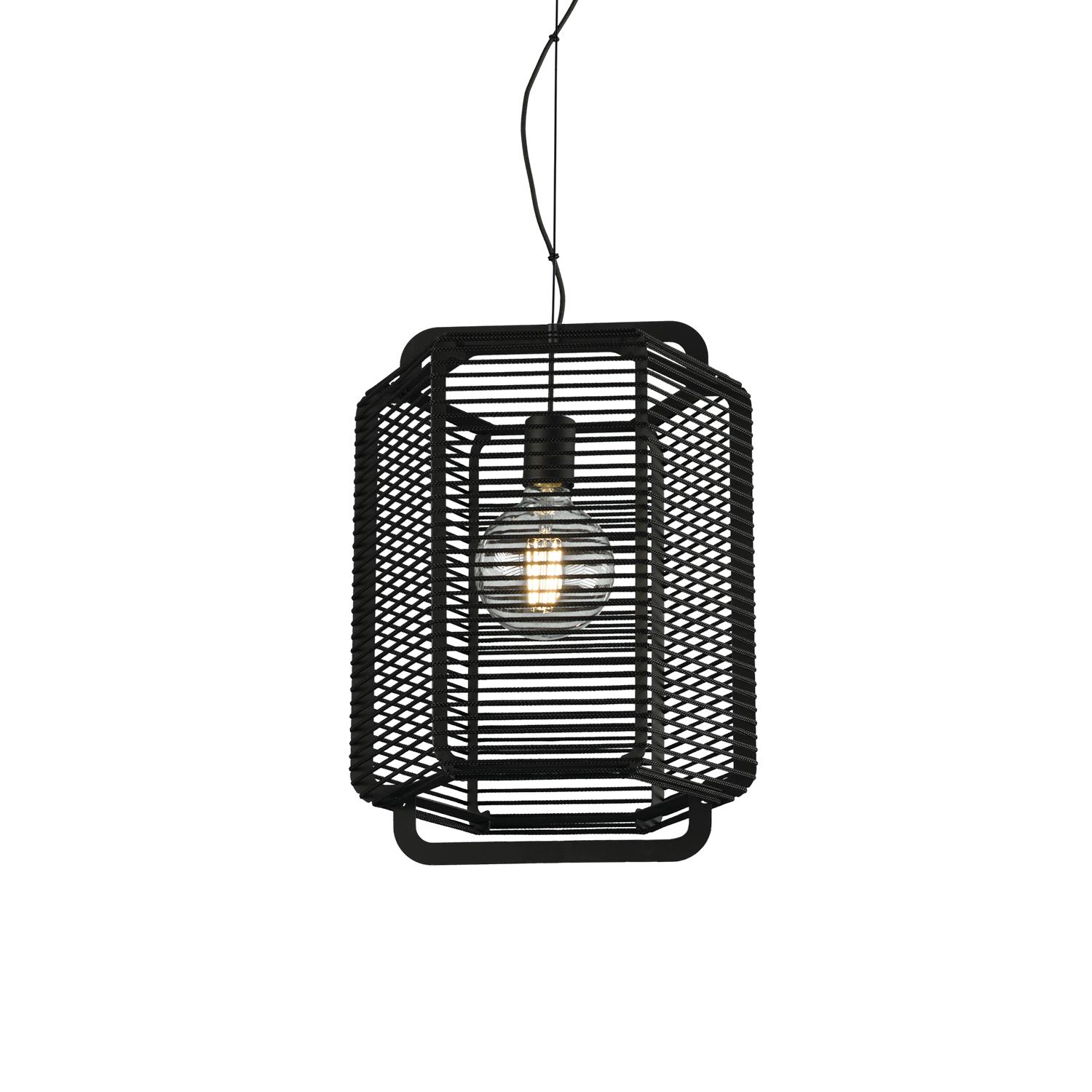 ACB Iluminacion Závěsné svítidlo CORDA, ⌀ 35 cm, 1xE27 15W Barva: Černá, Barva montury: Černá