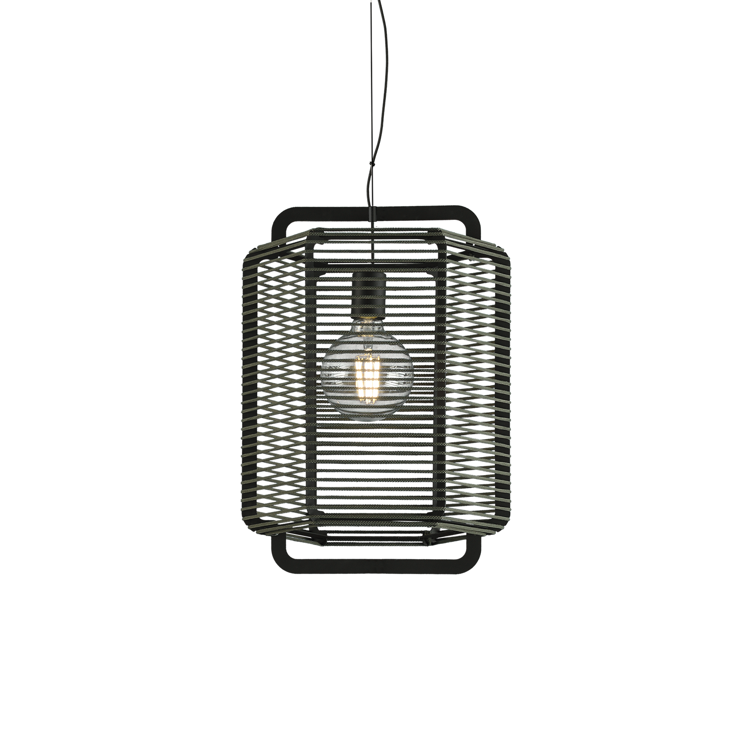 ACB Iluminacion Závěsné svítidlo CORDA, ⌀ 35 cm, 1xE27 15W Barva: Černá, Barva montury: Zelená