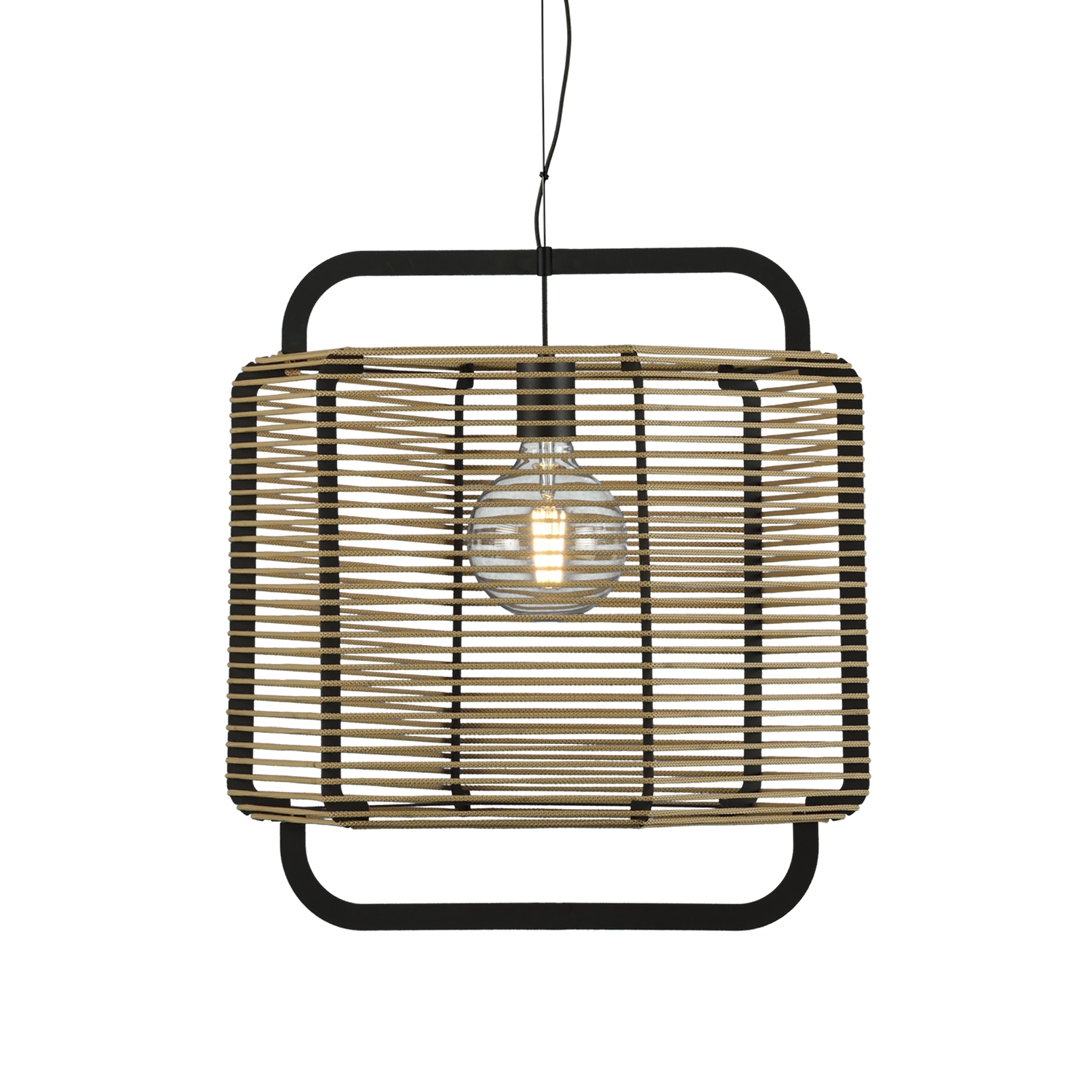 ACB Iluminacion Závěsné svítidlo CORDA, ⌀ 50 cm, 1xE27 15W Barva: Černá, Barva montury: Písková