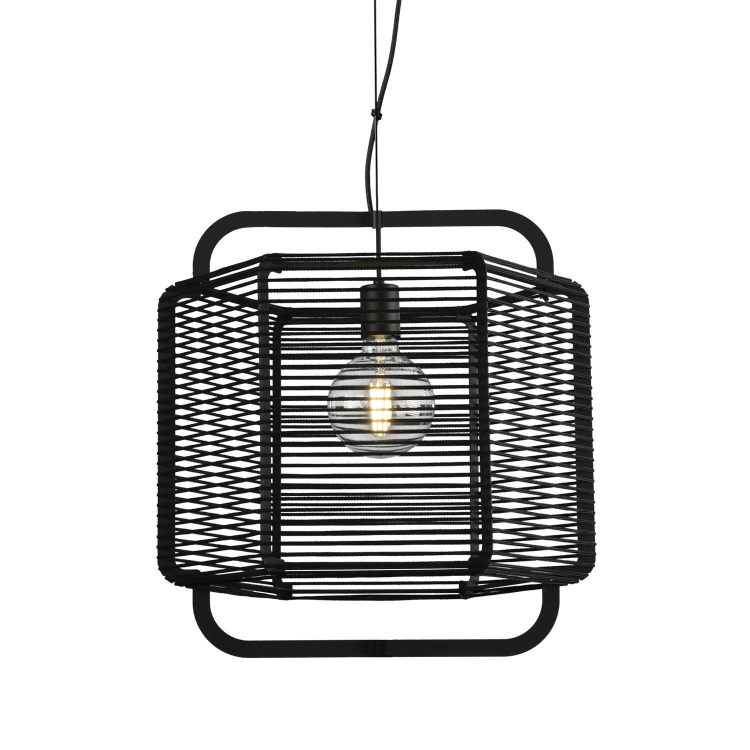ACB Iluminacion Závěsné svítidlo CORDA, ⌀ 50 cm, 1xE27 15W Barva: Černá, Barva montury: Černá