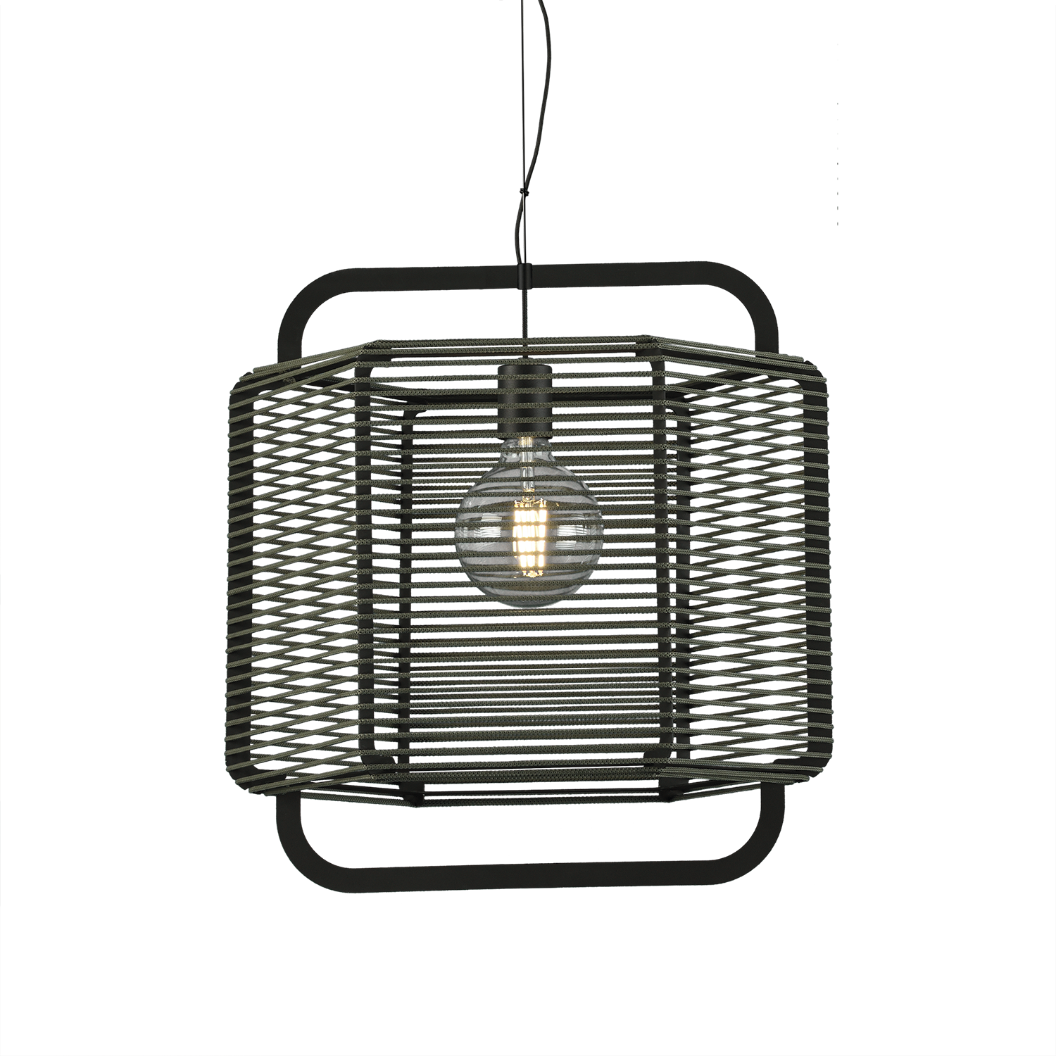 ACB Iluminacion Závěsné svítidlo CORDA, ⌀ 50 cm, 1xE27 15W Barva: Černá, Barva montury: Zelená