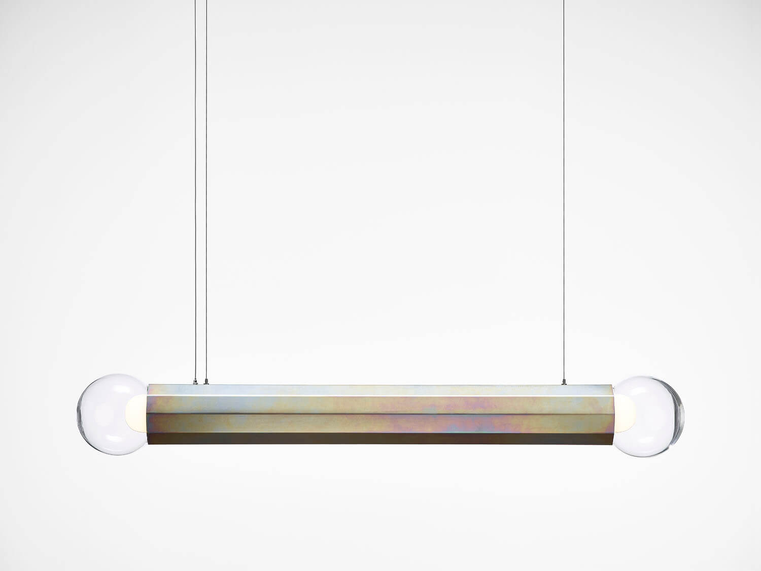Designové závěsné svítidlo Brokis Prisma double large 1000, PC1315 Povrch Montury: broušená ocel lakovaná, Barva skla: Transparentní sklo, Povrchová úprava baldachýnu: broušená ocel lakovaná