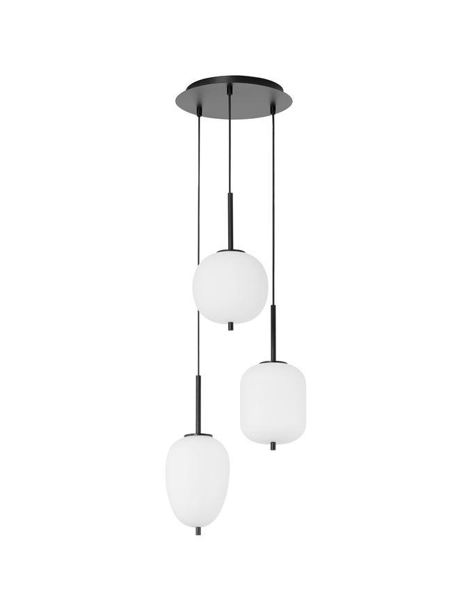 Nova Luce Závěsné svítidlo LATO černý kov a opálové sklo E14 3x5W