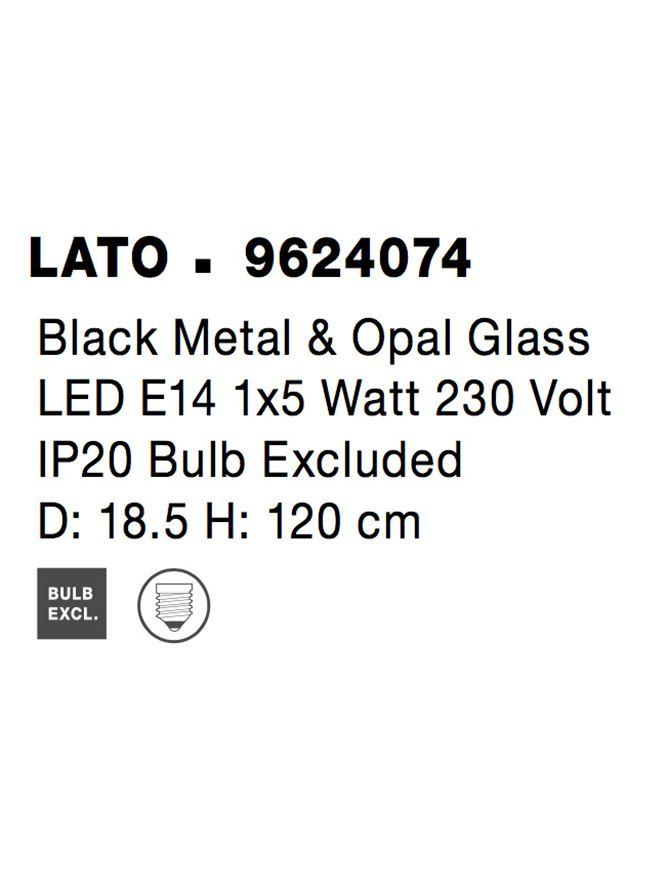 Nova Luce Závěsné svítidlo LATO černý kov a opálové sklo E14 1x5W