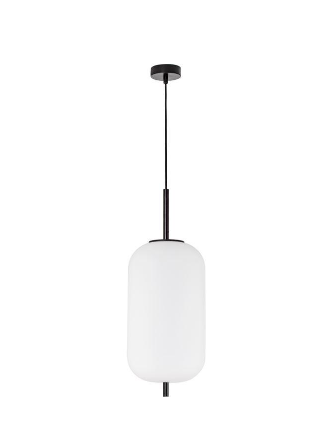 Nova Luce Závěsné svítidlo LATO černý kov a opálové sklo E27 1x12W