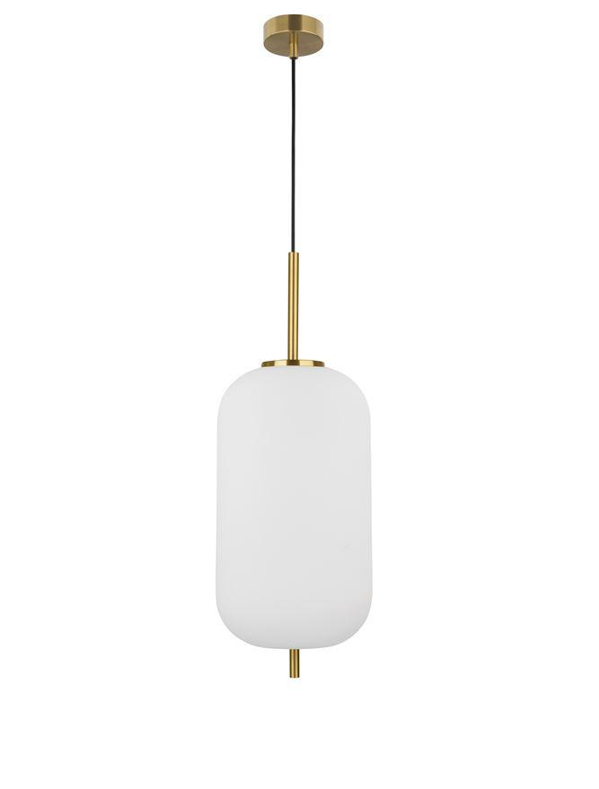 Nova Luce Závěsné svítidlo LATO opálové sklo antický mosazný kov černý kabel E27 1x12W