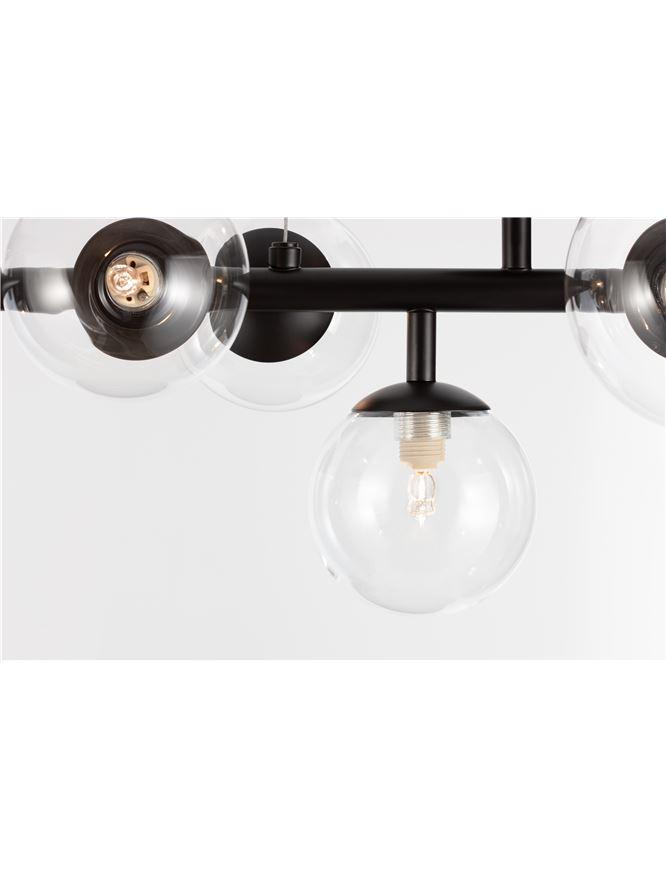 Nova Luce Závěsné svítidlo ODILLIA matný černý kov a sklo G9 7x6W