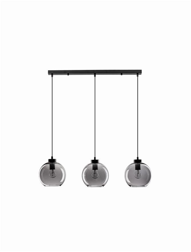 Nova Luce Závěsné svítidlo PALMER kouřové sklo černý kabel černá kovová základna E27 3x12W