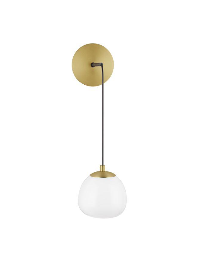 Nova Luce Nástěnné svítidlo THE EGG zlatá a matný černý kov lesklé opálové sklo G9 1x5W