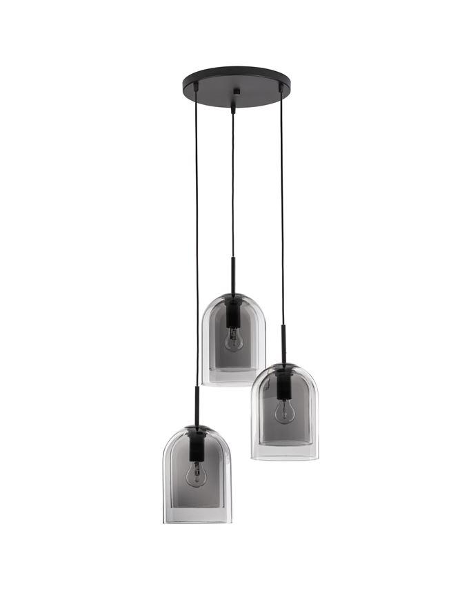Nova Luce Závěsné svítidlo VELOR dvouvrstvé kouřové sklo E27 3x12W