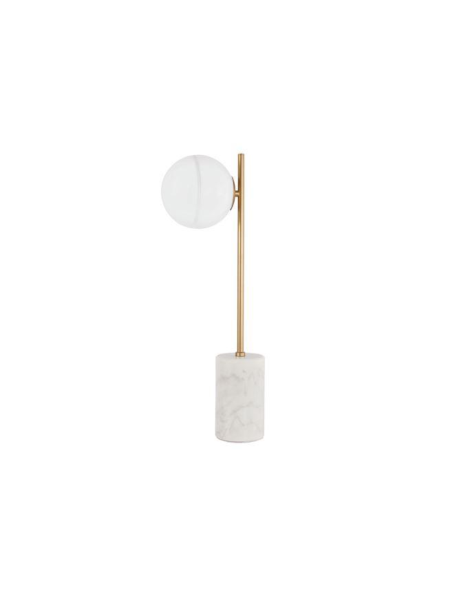 Nova Luce Stolní lampa CANTONA bílé opálové sklo mosaz zlatá a mramor G9 1x5W
