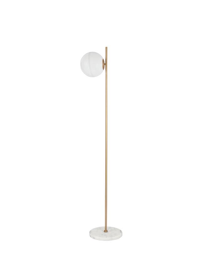 Nova Luce Stojací lampa CANTONA bílé opálové sklo mosaz zlatá a mramor E27 1x12W