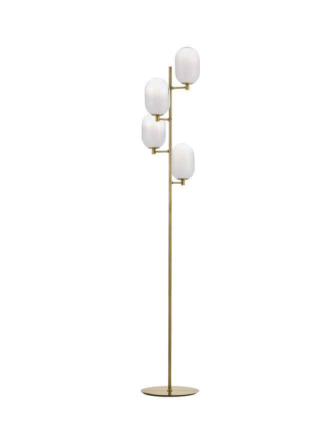 Nova Luce Stojací lampa BALOR opálové sklo a mosazný kov 4xG9