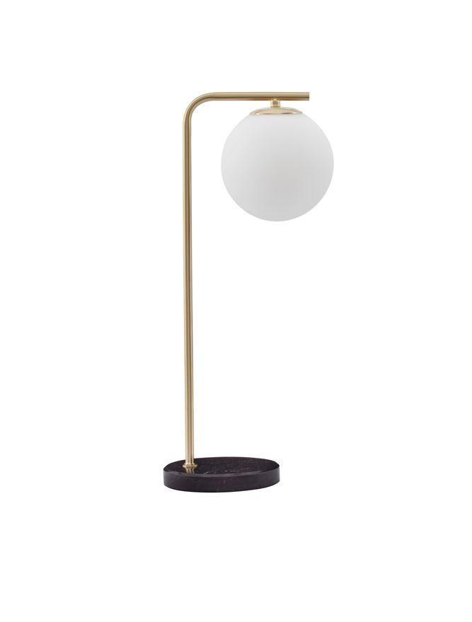 Nova Luce Stolní lampa ALVAREZ saténový zlatý kov a černý mramor bílé opálové sklo E14 1x5W
