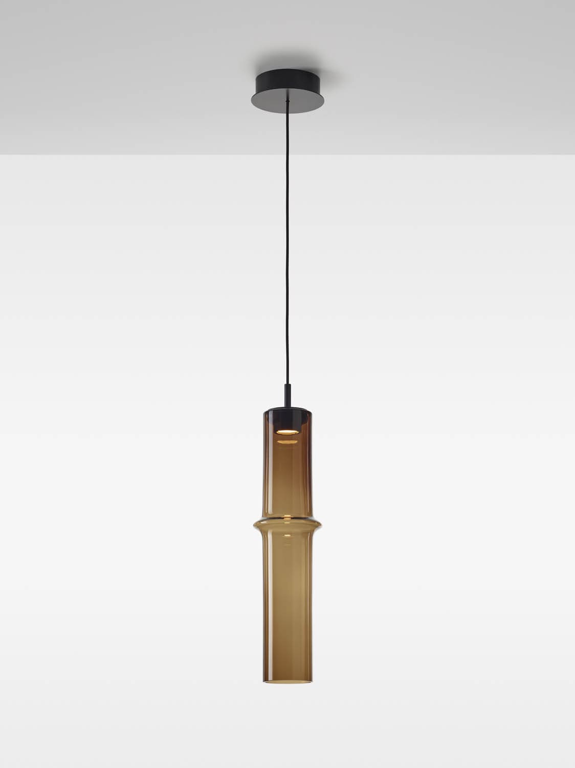 Brokis Designové závěsné svítidlo Bamboo forest up L, PC1330 Stmívání, řízení: stmívatelná verze, Barva skla: světle šedá kouřová - transparentní sklo, Povrchová úprava baldachýnu: Trimless – kabelová verze – černá struktura