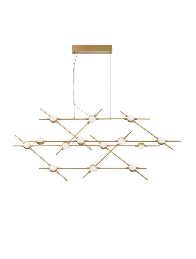 Nova Luce Závěsné LED svítidlo ATOMO zlatý kov a akryl 14 x 2.4W 3000K vč. dálkového ovládání stmívatelné