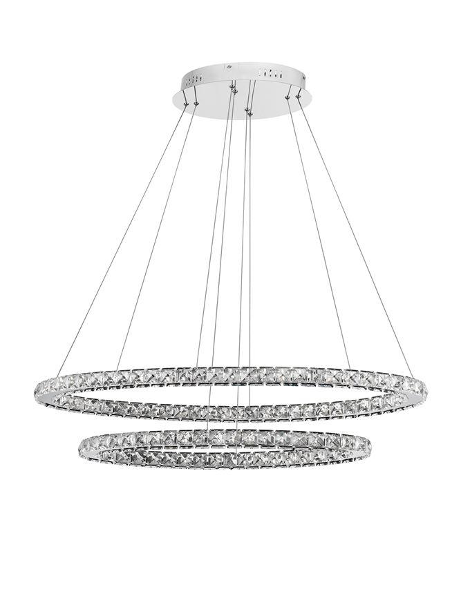 Nova Luce Závěsné LED svítidlo CELINE chromovaný hliník a křišťál nastavitelné 52W 3500K