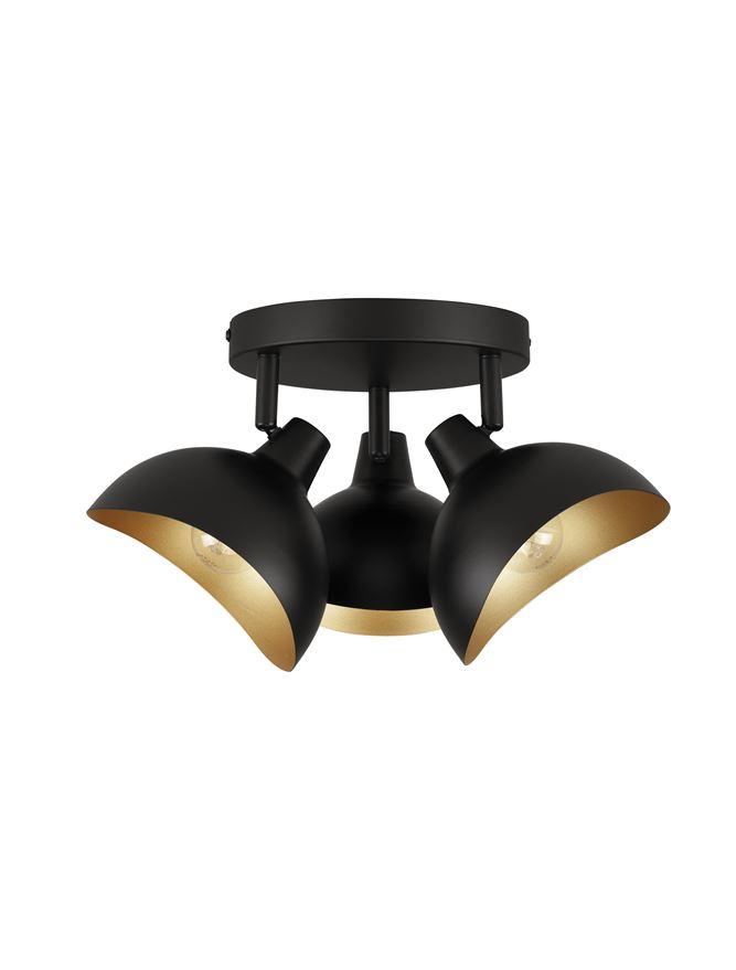 Nova Luce Stropní svítidlo GEETI matná černá a zlatý kov E14 3x5W