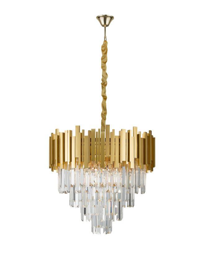 Nova Luce Závěsné svítidlo GRANE zlatý kov a křišťál E14 8x5W