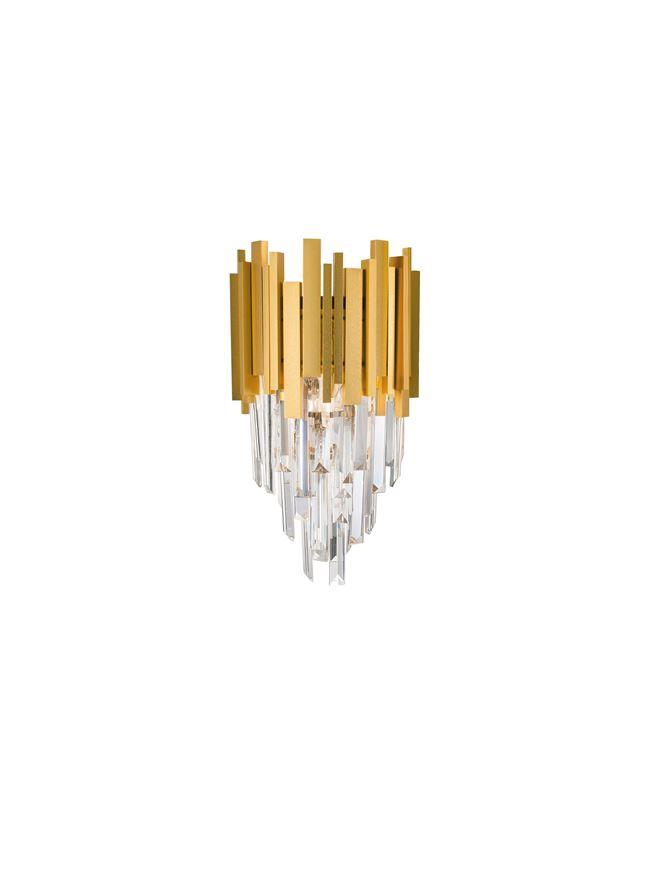 Levně Nova Luce Nástěnné svítidlo GRANE zlatý kov a křišťál E14 2x5W