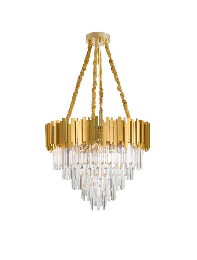 Nova Luce Závěsné svítidlo GRANE zlatý kov a křišťál E14 12x5W