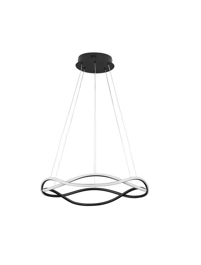Nova Luce Závěsné LED svítidlo JINAL, černý kov, hliník a silikon 3000K 50W stmívatelné