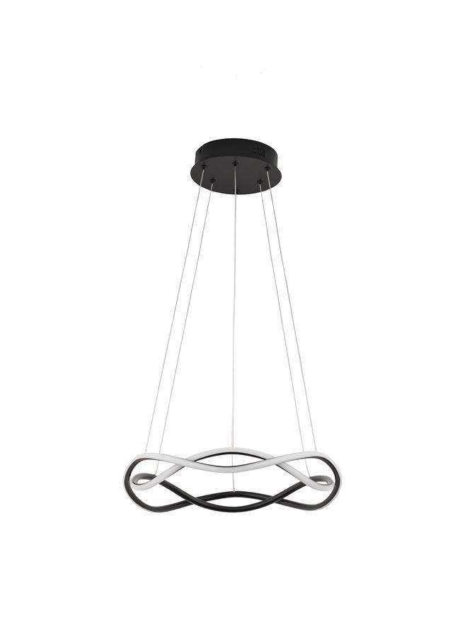 Nova Luce Závěsné LED svítidlo JINAL, černý kov, hliník a silikon 3000K 40W stmívatelné