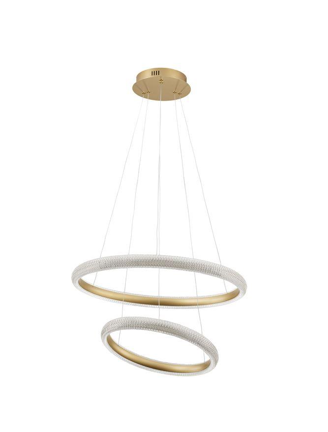 Nova Luce Závěsné LED svítidlo MEDORA mosazný zlatý hliník a akryl 41.5W 3000K stmívatelné