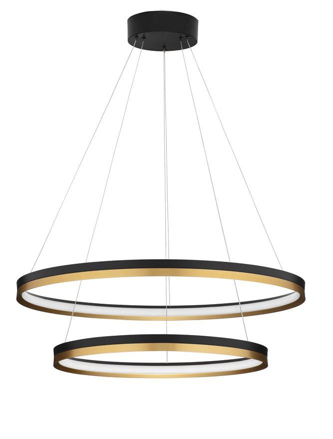 Nova Luce Závěsné LED svítidlo CANTRIA černá a zlatá mosaz 102W 3000K stmívatelné