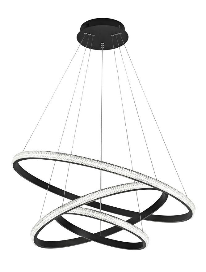 Nova Luce Závěsné LED svítidlo NAGER černý hliník a akryl 62W 3000K stmívatelné