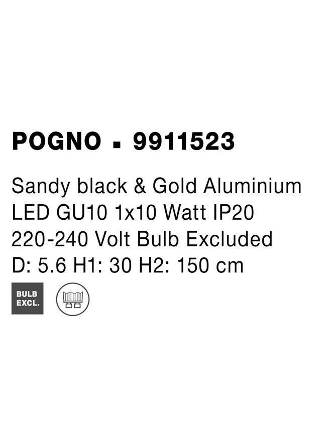 Nova Luce Závěsné svítidlo POGNO černá a zlatý hliník GU10 1x10W