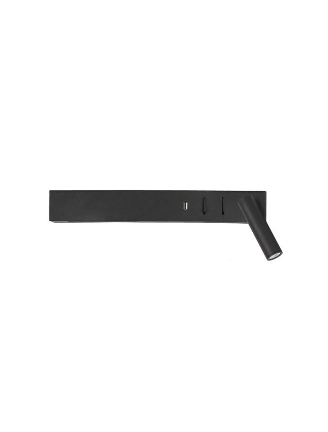 Nova Luce Nástěnné LED svítidlo VIDA, USB nabíjení, 3000K, čtecí lampička 1x3W Barva: Černá