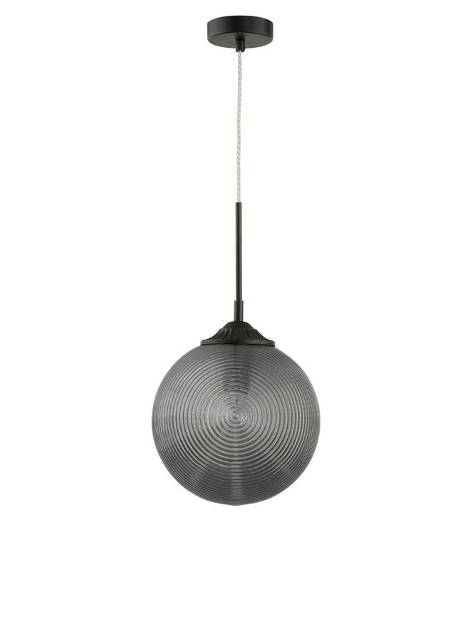 Nova Luce Závěsné svítidlo ATHENA kouřové šedé sklo matný černý kov E27 1x12W