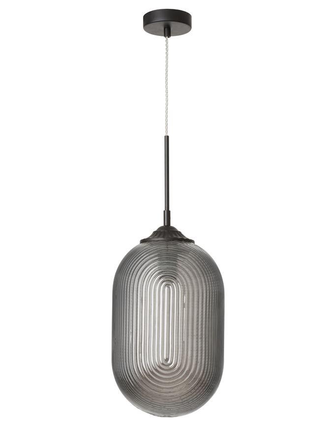 Nova Luce Závěsné svítidlo ATHENA kouřové šedé sklo matný černý kov E27 1x12W