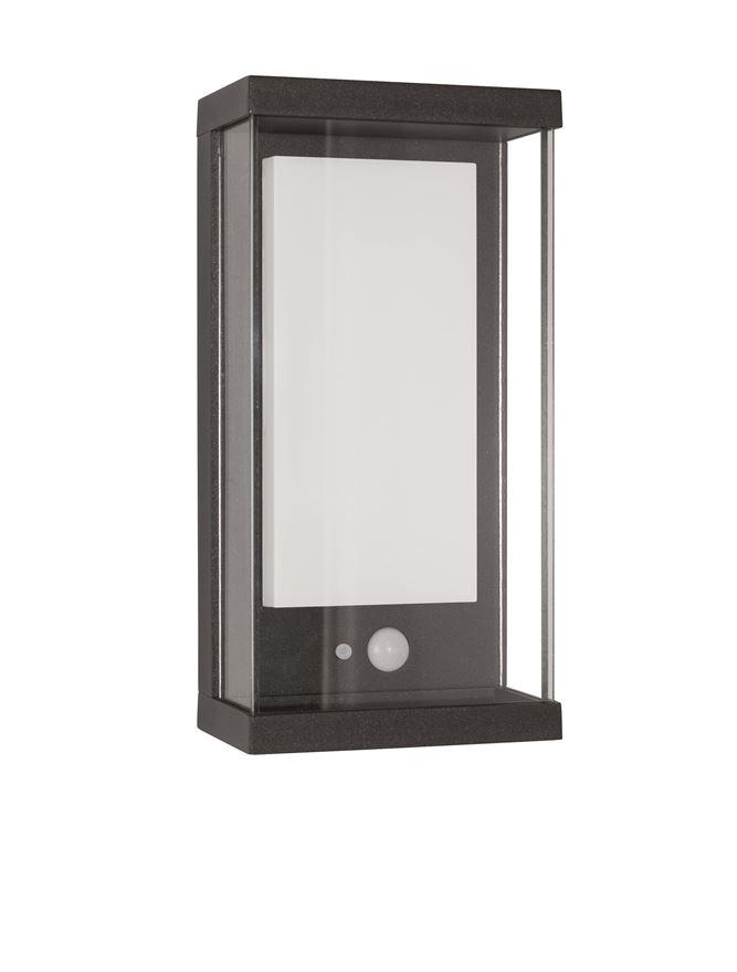 Nova Luce Venkovní nástěnné svítidlo BAY, LED 1.5W 3000K 3.7V, IP65 solární / vypínač na těle / pohybové čidlo