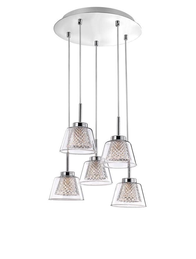 Nova Luce Závěsné svítidlo BOCCALE chromovaný hliník čiré sklo G9 5x5W vč. žárovky