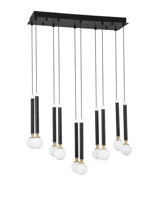 Nova Luce Závěsné svítidlo CAYO opálové sklo a akryl mosaz a černý hliník LED 50W 3000K