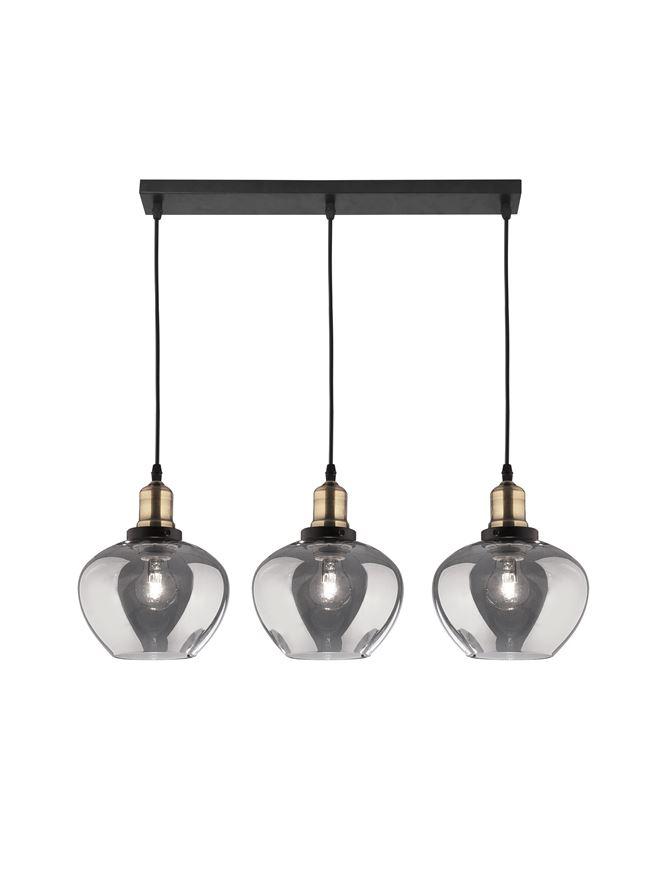 Nova Luce Závěsné svítidlo CEDRO kouřové sklo Bronz a černý kov E27 3x12W