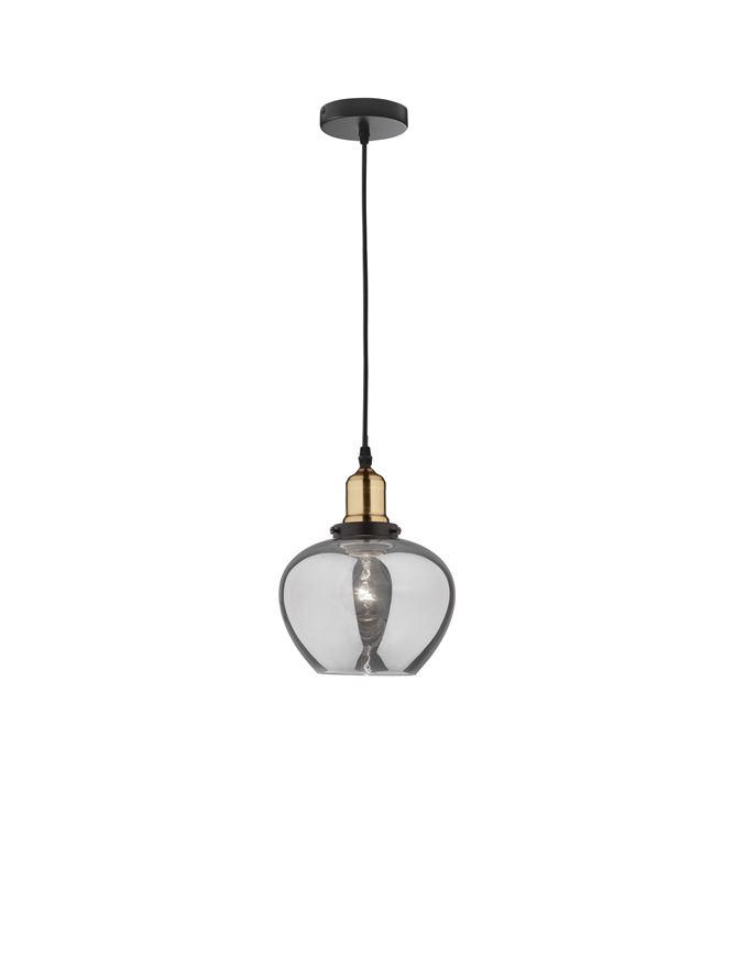 Nova Luce Závěsné svítidlo CEDRO kouřové sklo Bronz a černý kov E27 1x12W