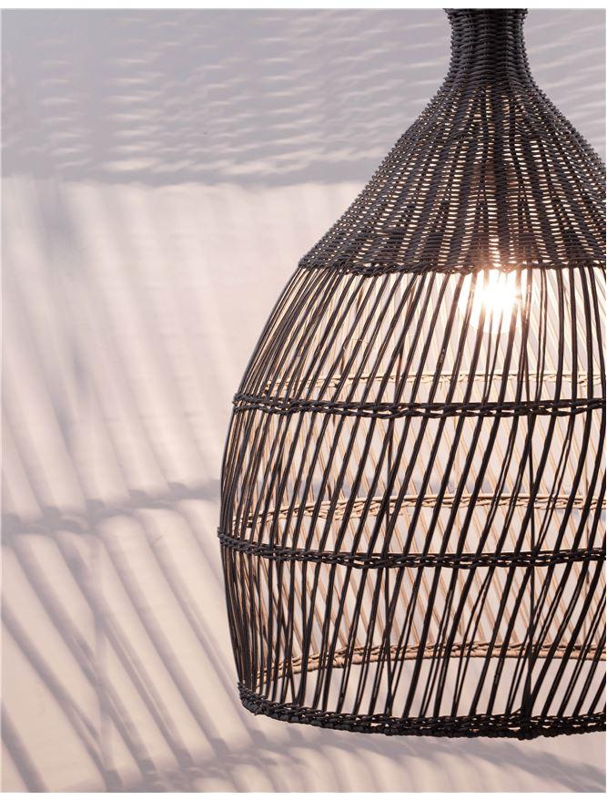 Nova Luce Závěsné svítidlo DESTIN železo a ratan, šedá barva E27 1x12W