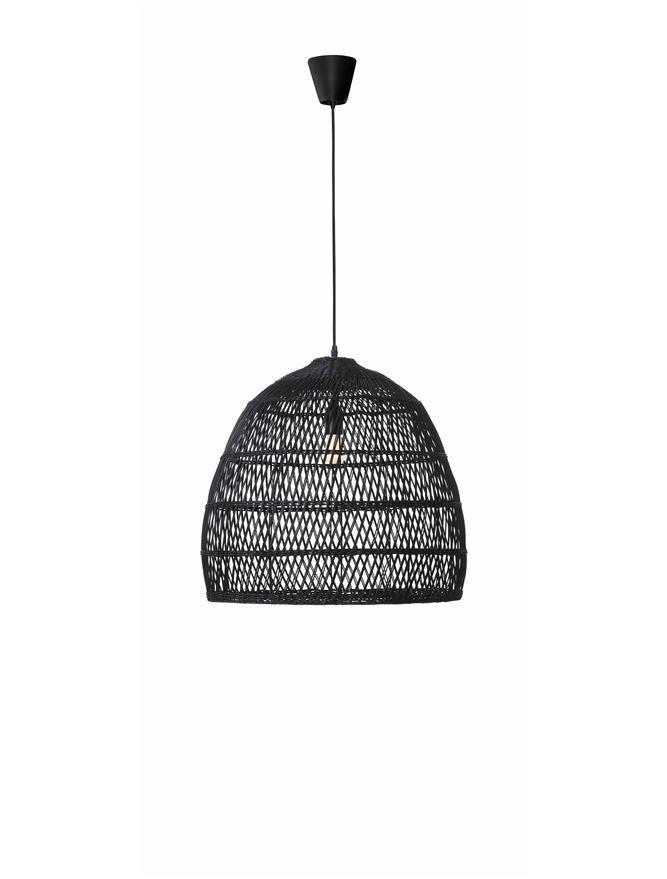 Nova Luce Závěsné svítidlo DESTIN železo a ratan, černá barva E27 1x12W