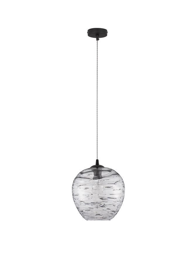 Nova Luce Závěsné svítidlo EVLEEN matný černý kov a světle šedé sklo E27 1x12W
