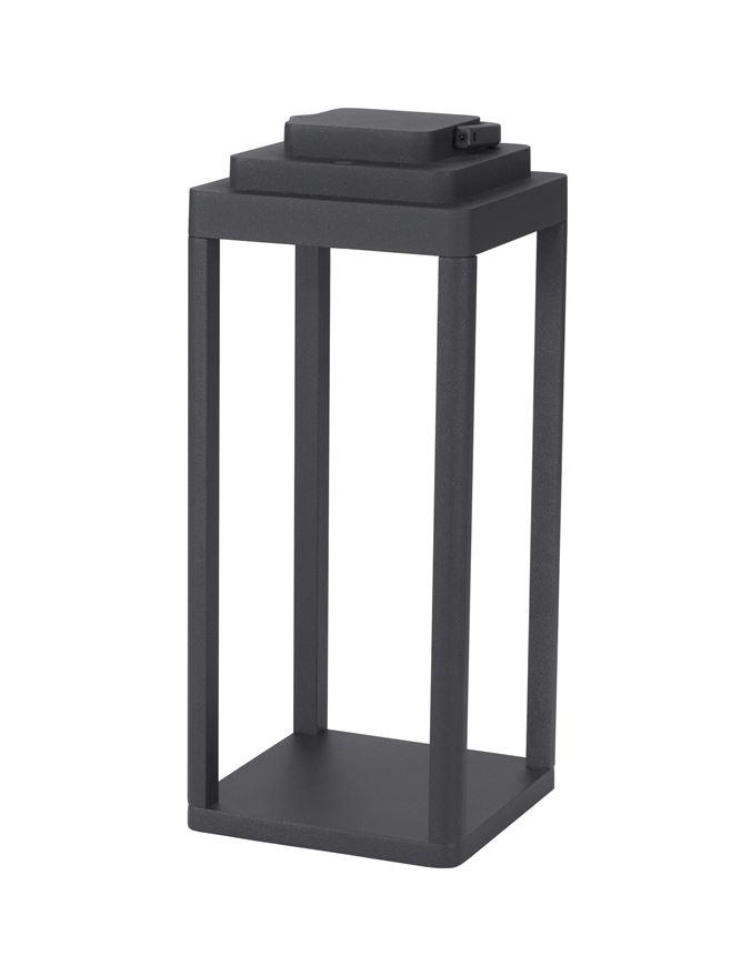 Nova Luce Venkovní stolní lampa FIGI antracitový hliník LED 2W 3000K 5V,  IP65 dotykový vypínač / baterie / USB kabel / stmívatelné