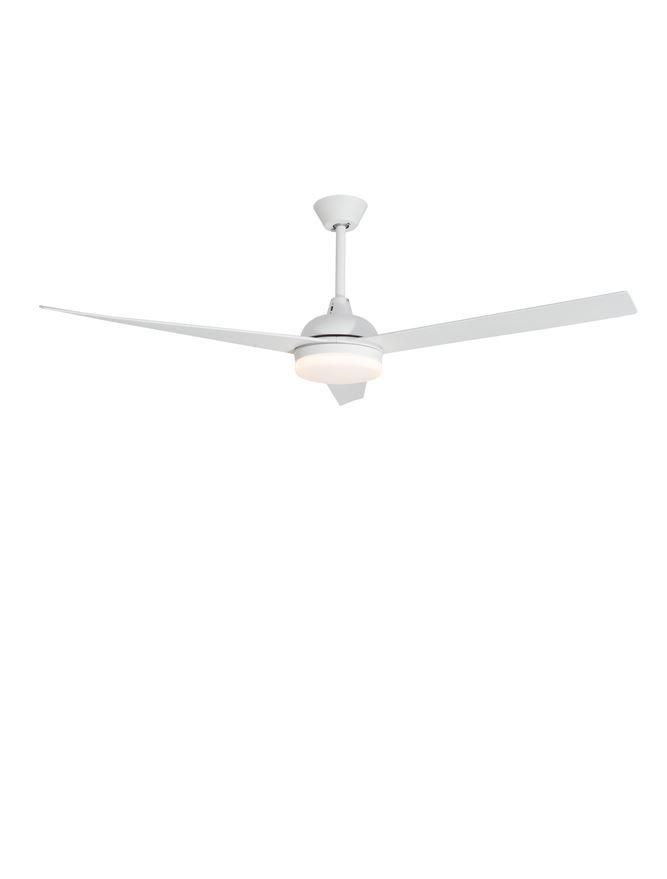 Nova Luce Stropní ventilátor se světlem FLOW matná bílá ocel a sklo bílá 5ti rychlostní dálkové ovládání 37W LED 3000K