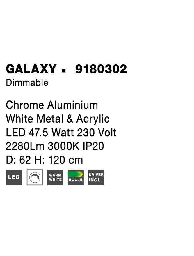 Nova Luce Závěsné svítidlo GALAXY chromovaný hliník bílá akryl LED 47.5W 3000K stmívatelné
