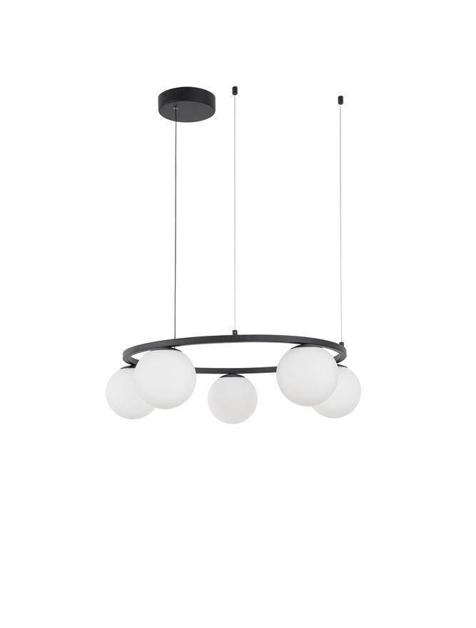Nova Luce Závěsné svítidlo JOLINE černý kov a hliník bílé opálové sklo LED 40W 3200K