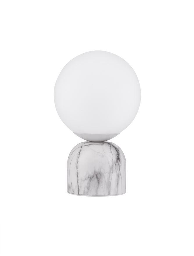 Nova Luce Stolní lampa KENIO bílá mramor opálové sklo E14 1x12W